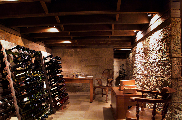 A wine cellar, as featured in a Porch.com article on Amanda Greenbaum