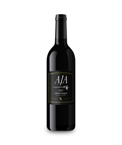 A bottle of AJA Vineyards Cabernet Sauvignon