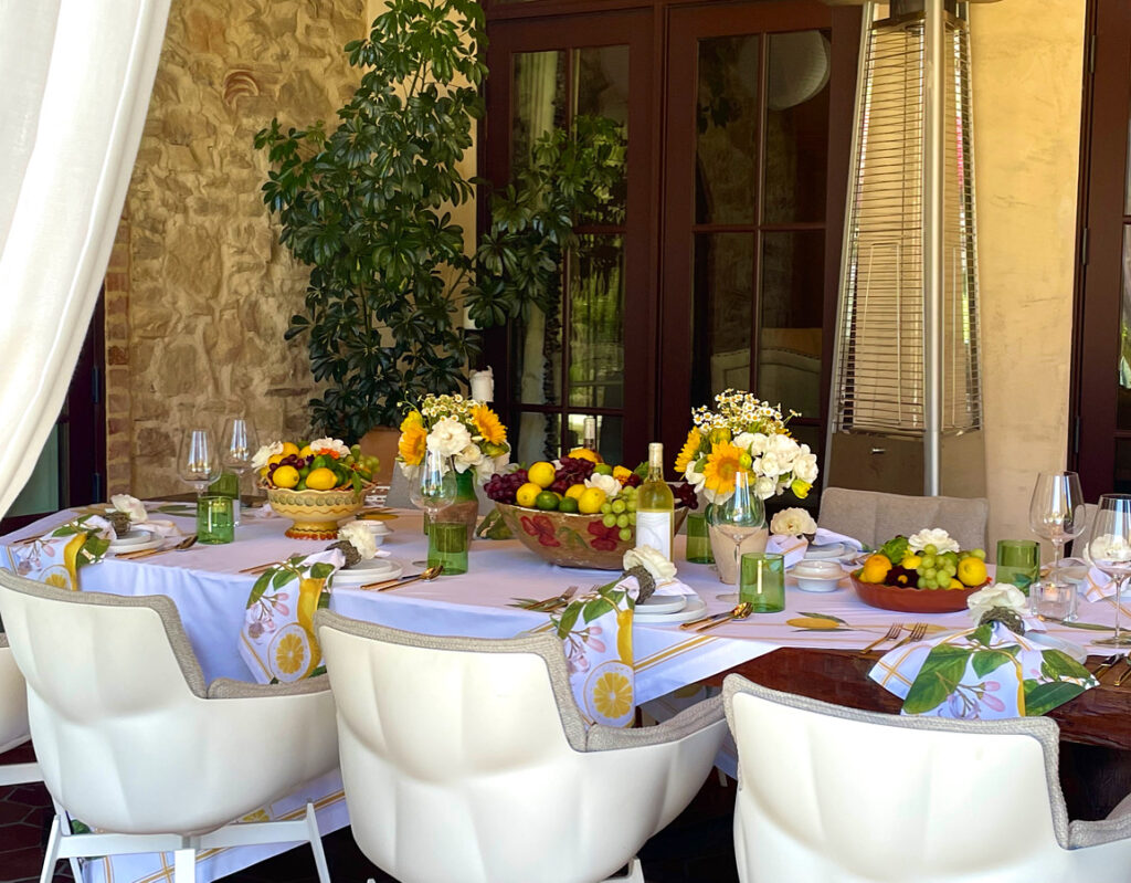 A table set with AJA Vineyards wine for a dinner party