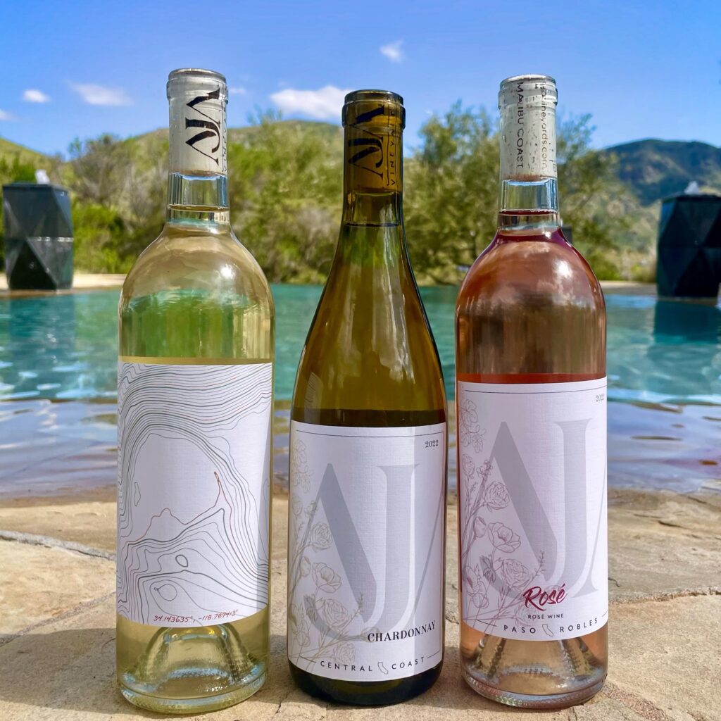 AJA's white wines: Eds' Sauvignon Blanc, Chardonnay, and Rosé